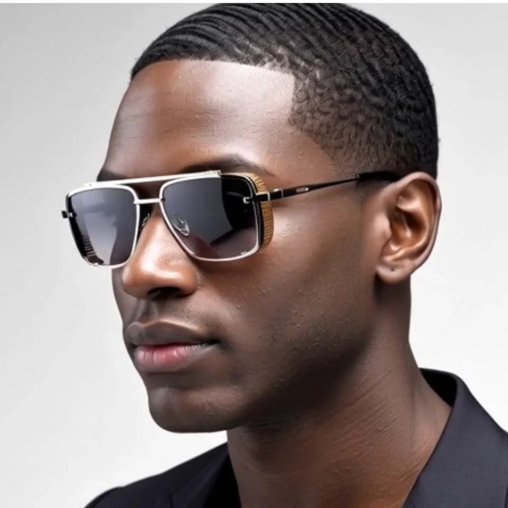 SunglassesDesign Gold Square Frame Men‎ Street Wear Beach Driving Lentes Gafas